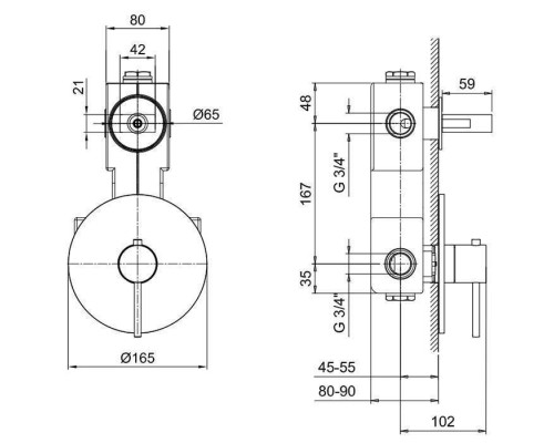 Fantini Внутренняя часть термостатического смесителя для душа, 1 источник, 3/4. 19 00 6001A