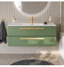 Тумба с раковиной Cezares Eco Cer-N 120, фисташковый софт, раковина Duet 120, ручки сатиновое золото