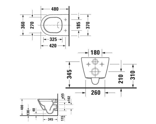 Duravit D-Neo Унитаз подвесной 37x48 см, безободковый, в комплекте с сиденьем 0021690000, цвет: белый. 45870900A1 (2587090000+0021690000) Duravit D-Neo Унитаз подвесной 37x48 см, безободковый, в комплекте с сиденьем 0021690000, цвет: белый. 45870900A1 (2587090000+0021690000)