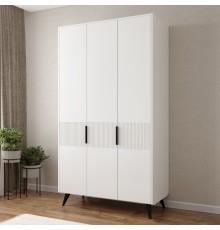 Шкаф для одежды DIWO Краснодар 120x215x55 см, треxдверный, белый, ручка черная