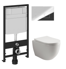 Комплект Унитаз подвесной Ceramicanova Mia Rimless CN1805 + Инсталляция EWRIKA ProLT 0026-2020 + Кнопка 0041 хром