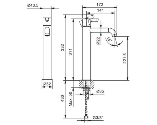 Fantini Icona Classic Смеситель для раковины, 1 отверстие, цвет: хром. 53 02 R406WF