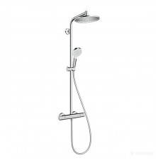 Hansgrohe Crometta Showerpipe S 240 SHP: термостат для душа + стойка с верхним душем 240мм + ручной душ со шлангом 160мм, цвет: хром. 27267000