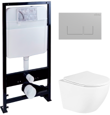 Комплект Унитаз подвесной BelBagno Uno BB3105CHR/SC + Инсталляция EWRIKA ProLT 0026-2020 + Кнопка 0040 хром матовый