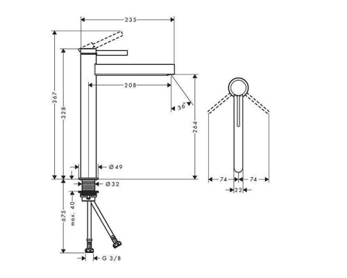 Hansgrohe Finoris Смеситель для раковины, 260 hriser, цвет: черный матовый. 76070670