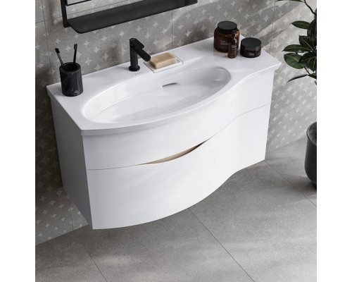 Kerama Marazzi Riva Тумба подвесная 100см, левая, с раковиной, цвет: белый матовый. RV.wb.100Lh,  RV.100Lh\WHT.M