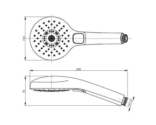 TOTO Showers Ручной душ, 110x75x248мм, трёхрежимный, Comfort Wave, Active Wave, Warm Spa, цвет: хром. TBW01011E1A