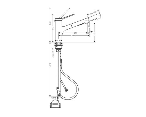 Hansgrohe Zesis M33 Смеситель для кухни, 1 отв., с вытяжным душем, sBox lite, цвет: хром. 74803000 Hansgrohe Zesis M33 Смеситель для кухни, 1 отв., с вытяжным душем, sBox lite, цвет: хром. 74803000