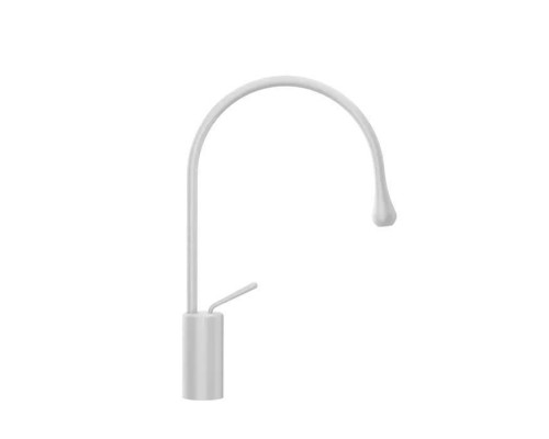 Gessi Goccia Смеситель для раковины на 1 отверстие, высокий, излив 244мм R=125, с фиксированным носиком, цвет: белый. 33806#279
