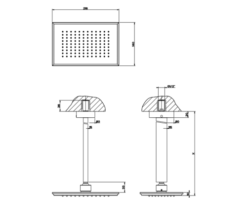 Gessi Eleganza Верхний душ потолочный, высота от 115 до 1865мм, цвет: хром. 46150#031