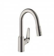 Hansgrohe Focus Кухонный смеситель, на 1 отв., с выдвижным изливом, излив: 18см., цвет: полированная сталь. 71801800