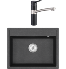 Комплект Мойка кухонная Emar Quartz EMQ-1640.Q Оникс + Смеситель 3011.12 Оникс