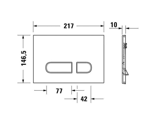 Duravit DuraSystem Клавиша смыва для унитаза, двойной смыв, цвет: черный матовый. WD5001031000 Duravit DuraSystem Клавиша смыва для унитаза, двойной смыв, цвет: черный матовый. WD5001031000