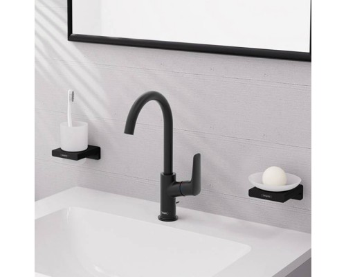 Hansgrohe Logis Смеситель для раковины, 1 отв., с донным клапаном, цвет: черный матовый. 71130670