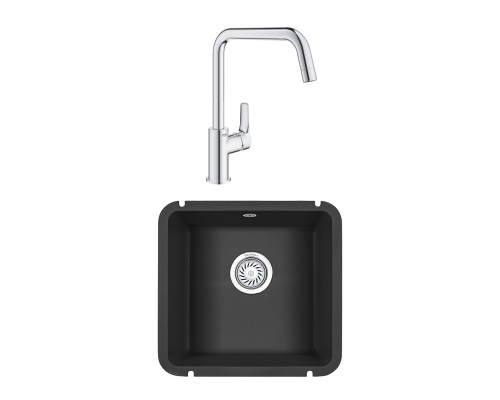 Комплект Мойка Granula 3801, черный + Смеситель Grohe Eurosmart