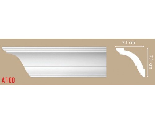Плинтус потолочный гладкий DECOMASTER A100 (71*71*2000мм) Плинтус потолочный гладкий DECOMASTER A100 (71*71*2000мм)
