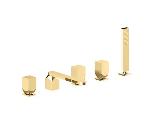 Cisal Hi-Rise Смеситель на борт ванны, 5 отв., с ручным душем, цвет: Gold Brushed. RI0002602W Cisal Hi-Rise Смеситель на борт ванны, 5 отв., с ручным душем, цвет: Gold Brushed. RI0002602W