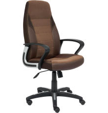 Компьютерное кресло TetChair Inter, кожзам коричневый 36-36, флок коричневый 6, ткань коричневая TW-24