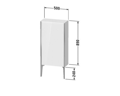 Duravit XViu Шкаф подвесной 50x24x89см, с 1 дверью, 2 стеклянными полками (петли справа), цвет: белый глянцевый/champagne matt. XV9714B1,  XV1306RB122