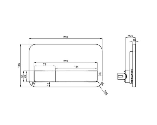VilleroyBoch ViConnect Клавиша смыва для подвесного унитаза, цвет: хром глянцевый. 92249061