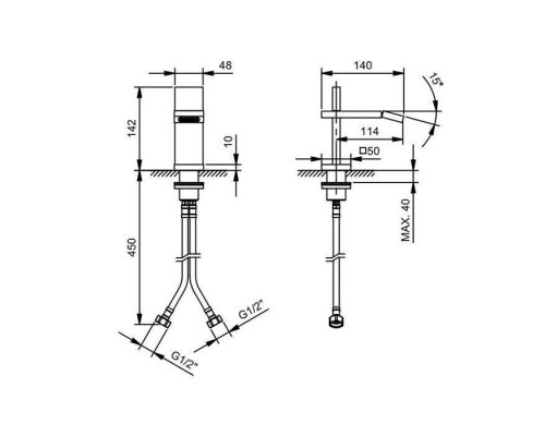 Fantini AK/25 Смеситель для биде, 1 отв., излив: 114 мм, цвет: Matt Gun Metal PVD. 48 P5 T008WF