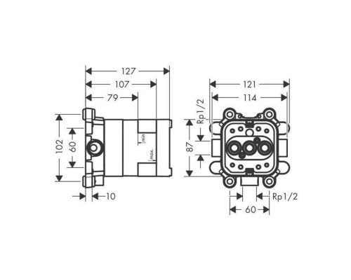 Axor Universal Shower Скрытая часть верхнего душа 2jet. 35361180