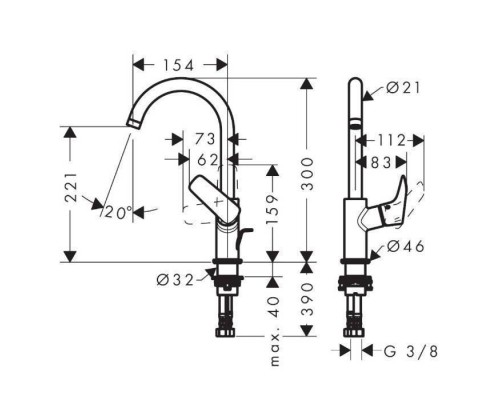 Hansgrohe Logis Смеситель для раковины, 1 отв., с донным клапаном, цвет: черный матовый. 71130670