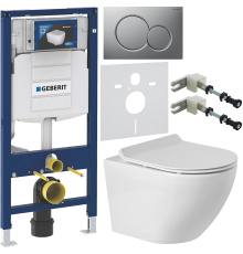 Комплект Унитаз подвесной BelBagno Sfera-r + Крышка Piano BB2111SC с микролифтом + Инсталляция Geberit Duofix UP 320 111.300.00.5 + Кнопка Sigma 01 115.770.JQ.5 лакированная, матовый хром + Крепления 111.815.00.1 к стене + Шумоизоляция
