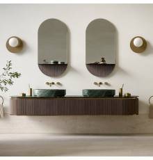 Oasis Naos Композиция №1 Комплект мебели 236х56xh32см, подвесной, мраморный топ verde alp, цвет: золото матовое/орех трубчатый. 0TCUMR5701(236/VA)+0VSCSPR00000001,  0NAOA4D003,  0NAOB9D002,  0NAOB9D001,  0NERK10001