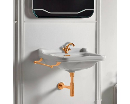 Kerasan Waldorf Раковина 80х55 см, 3 отв., керамическая, цвет: белый/золото. 811391oro, 4141K1bi/cr*3 Kerasan Waldorf Раковина 80х55 см, 3 отв., керамическая, цвет: белый/золото. 811391oro, 4141K1bi/cr*3