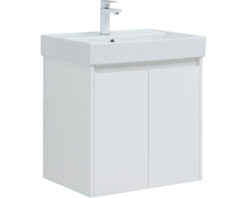 Тумба с раковиной Aquanet Nova Lite 60 белый глянец, с дверками