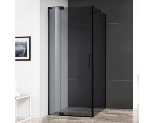 Душевой уголок Cezares Slider AH 1 90-90/100 Grigio Nero профиль черный, стекло серое