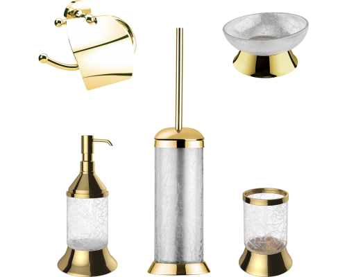 Набор Мыльница Defne banyo Amanty gold + Дозатор gold + Стакан gold + Ершик gold + Держатель gold