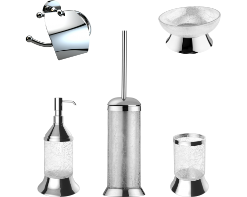 Набор Мыльница Defne banyo Amanty chrome + Дозатор chrome + Стакан chrome + Ершик chrome + Держатель chrome