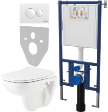 Комплект Унитаз подвесной Seramiksan Petite A101002H + Крышка AG50006 с микролифтом + Инсталляция DIWO 4501 + Кнопка 7310 белая