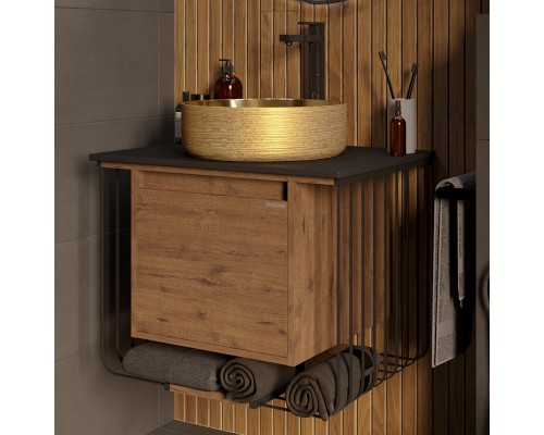 Тумба с раковиной Grossman Винтаж 70 веллингтон, металл черный, раковина GR-5010GG