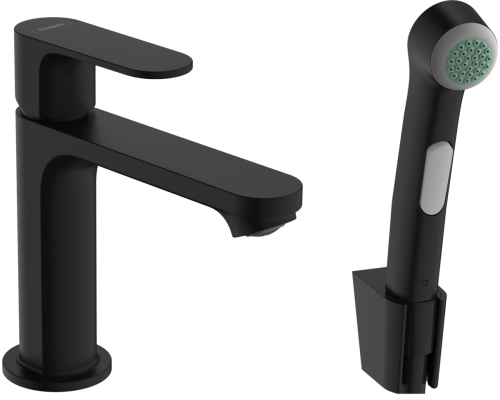 Смеситель для раковины Hansgrohe Rebris S 72215670 с гигиеническим душем, черный матовый