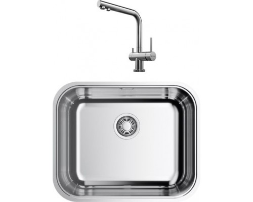 Комплект Мойка кухонная Omoikiri Omi 54-U/IF-IN нержавеющая сталь + Смеситель Nagano BN нержавеющая сталь