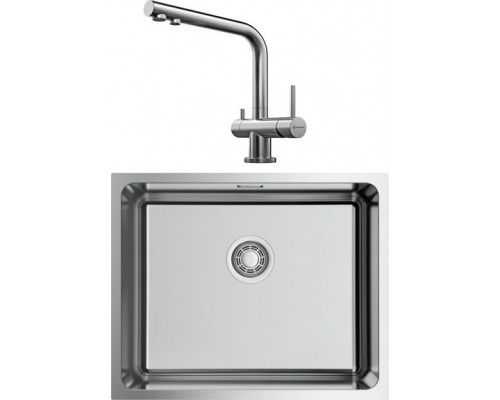 Комплект Мойка кухонная Omoikiri TADZAVA 54-U-IN нержавеющая сталь + Смеситель Nagano BN нержавеющая сталь