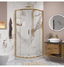 Душевой уголок Niagara Nova NG-6407-08 GOLD 100x100 профиль желтое золото, стекло прозрачное