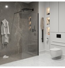 Душевая перегородка Niagara Nova NG-683-12 BLACK 120x195 профиль черный, стекло прозрачное