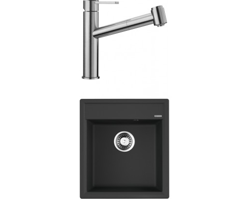 Комплект Мойка Omoikiri Daisen 46-BL черная + Смеситель Blanco Ambis-S 523119