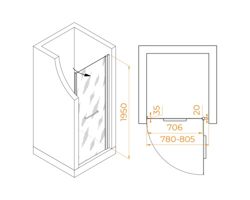 Душевая дверь RGW PA-103B 800