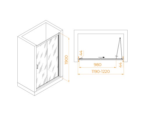Душевая дверь складная «Книжка» в нишу RGW PA-21 1200