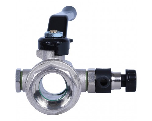 Кран шаровой BUGATTI Oregon с дренажем и воздухоотводчиком, (ручка-рычаг алюминий) внут-внут резьба 3/4 (03300024)