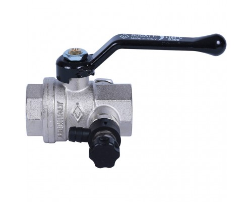 Кран шаровой BUGATTI Oregon с дренажем и воздухоотводчиком, (ручка-рычаг алюминий) внут-внут резьба 3/4 (03300024)