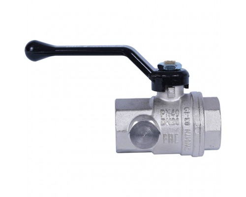 Кран шаровой BUGATTI Oregon с дренажем и воздухоотводчиком, (ручка-рычаг алюминий) внут-внут резьба 3/4 (03300024)