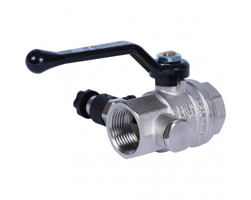 Кран шаровой BUGATTI Oregon с дренажем и воздухоотводчиком, (ручка-рычаг алюминий) внут-внут резьба 3/4 (03300024)