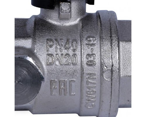 Кран шаровой BUGATTI Oregon с дренажем и воздухоотводчиком, (ручка-рычаг алюминий) внут-внут резьба 3/4 (03300024)