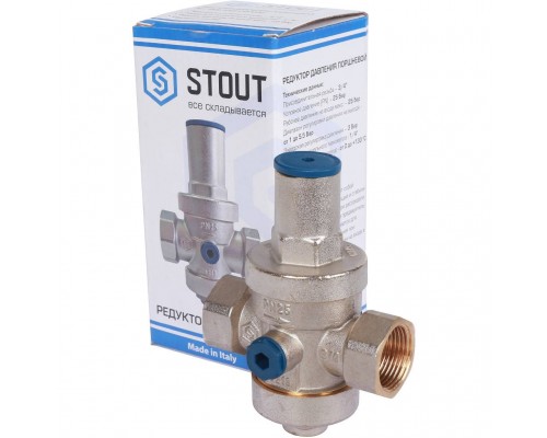 STOUT  Редуктор давления PN25 вн/вн 3/4  с выходом под манометр (SVS-1008-000020)